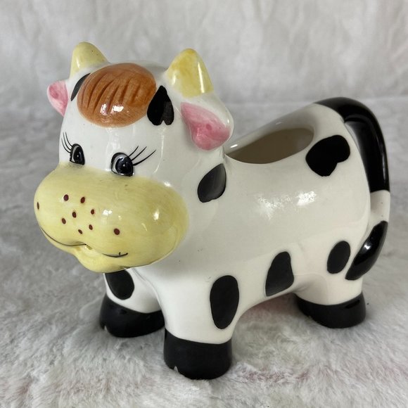 Houston Harvest Cute Vintage Porcelain Ceramic Holstein Cow Creamer Pitcher - Picture 1 of 10